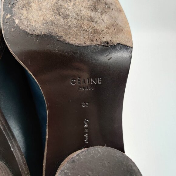 Celine Phoebe Philo Lace Up Oxford Loafer Boots in Navy 37 7 - Picture 6 of 8